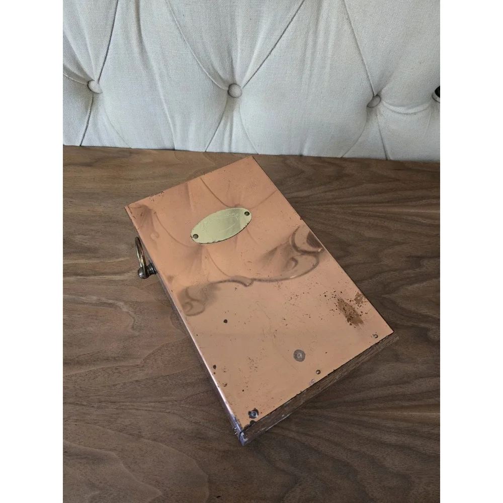 Vintage De La Cuisine copper knife holder block crafted in USA